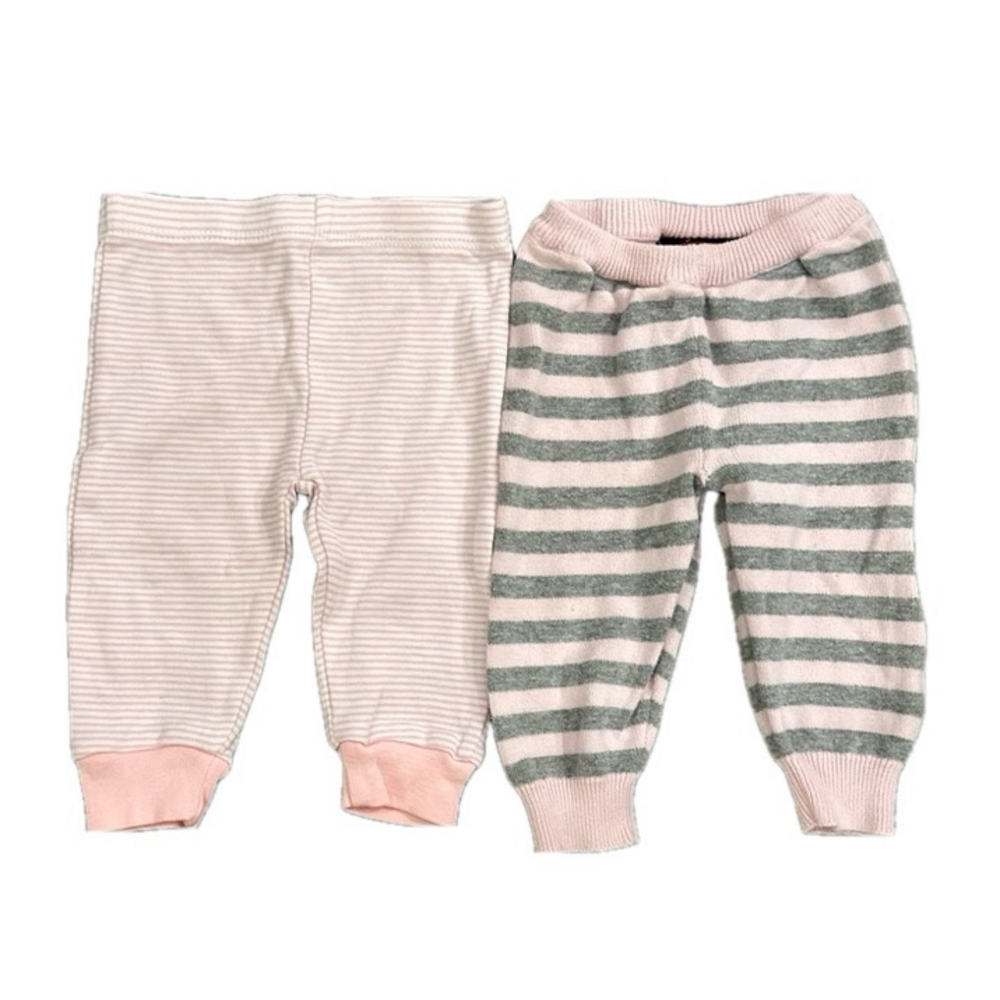 4/20$ set of 2 pink striped baby girl pants size 6 months